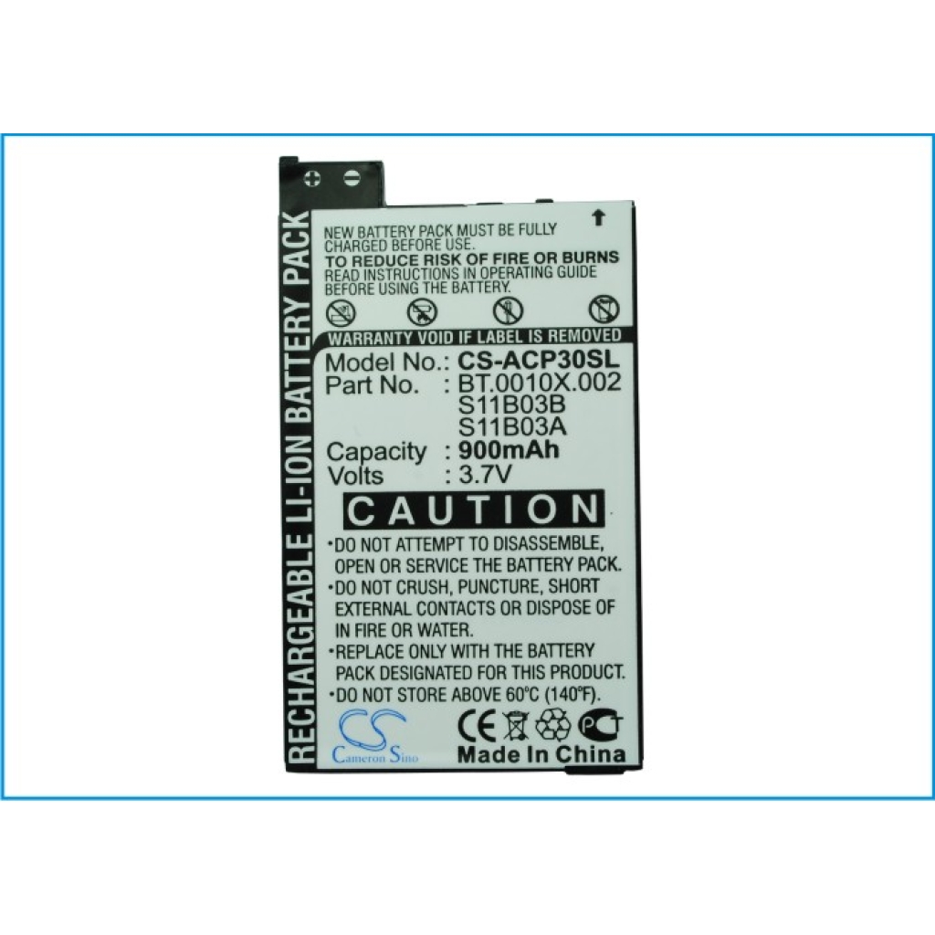 Sostituzione della batteria compatibile per Acer BT.0010X.002,S11B03A,S11B03B