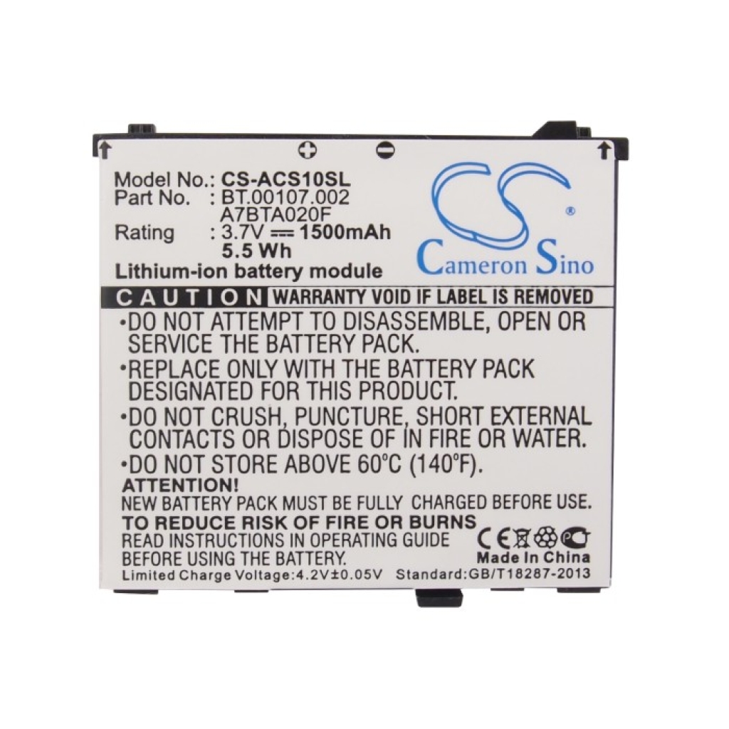 Sostituzione della batteria compatibile per Acer A7BTA020F,BT.00107.002,US55143A9H 1S1P