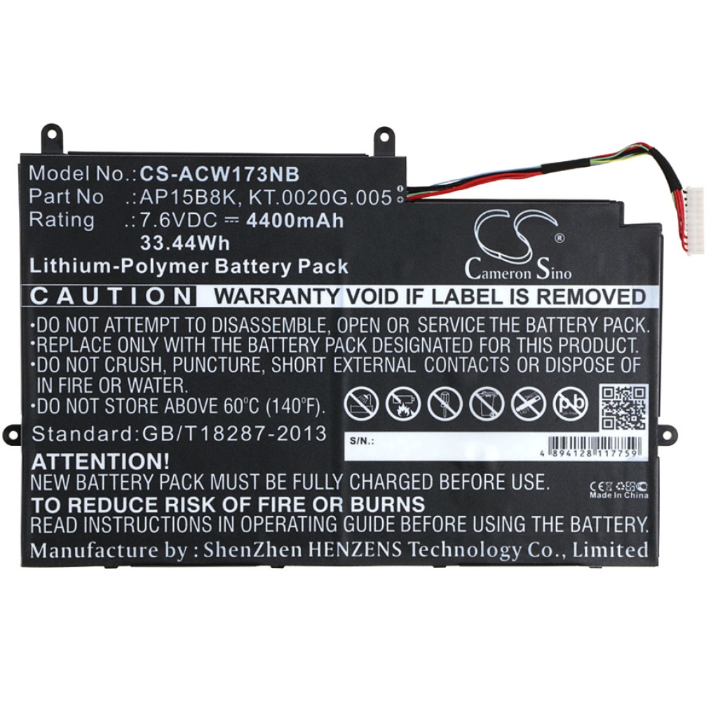 Sostituzione della batteria compatibile per Acer AP15B8K,AP15B8K (2ICP3/100/107),KT.0020G.005