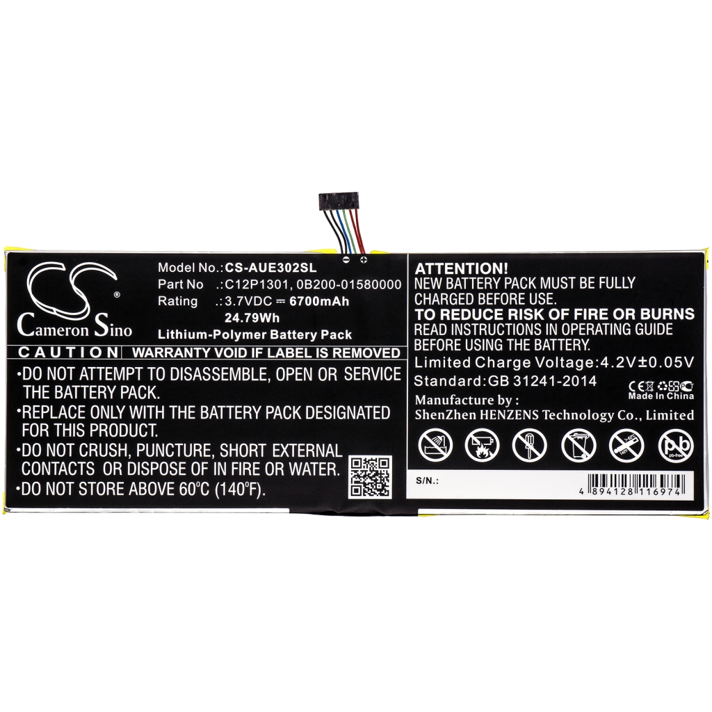 Sostituzione della batteria compatibile per Asus 0B200-01580000,C12P1301