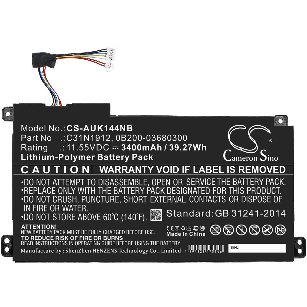 Sostituzione della batteria compatibile per Asus 0B200-03680300,C31N1912