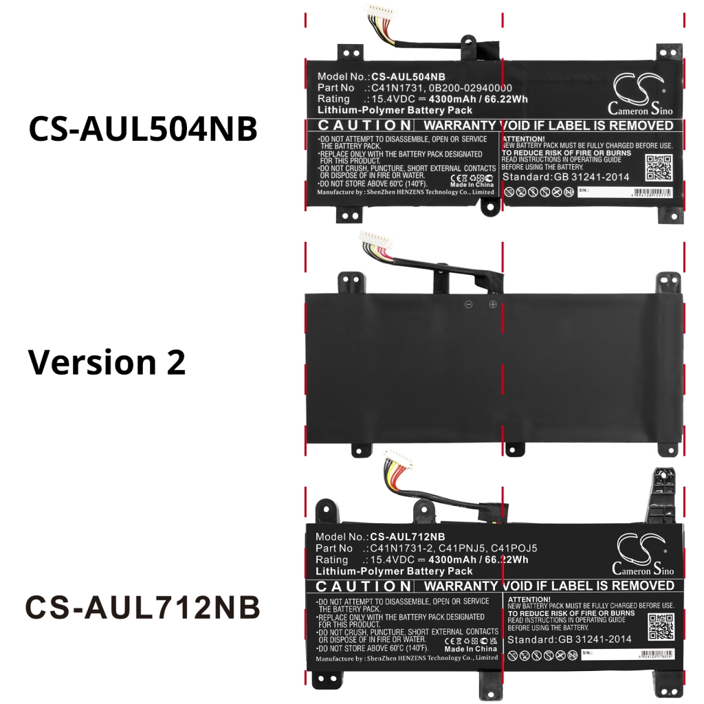 Sostituzione della batteria compatibile per Asus 0B200-02940000,C41N1731