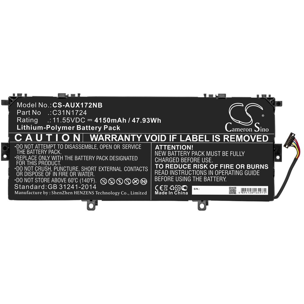 Sostituzione della batteria compatibile per Asus 0B200-02760400,C31N1724