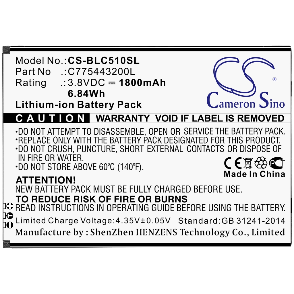 Sostituzione della batteria compatibile per BLU C775443200L