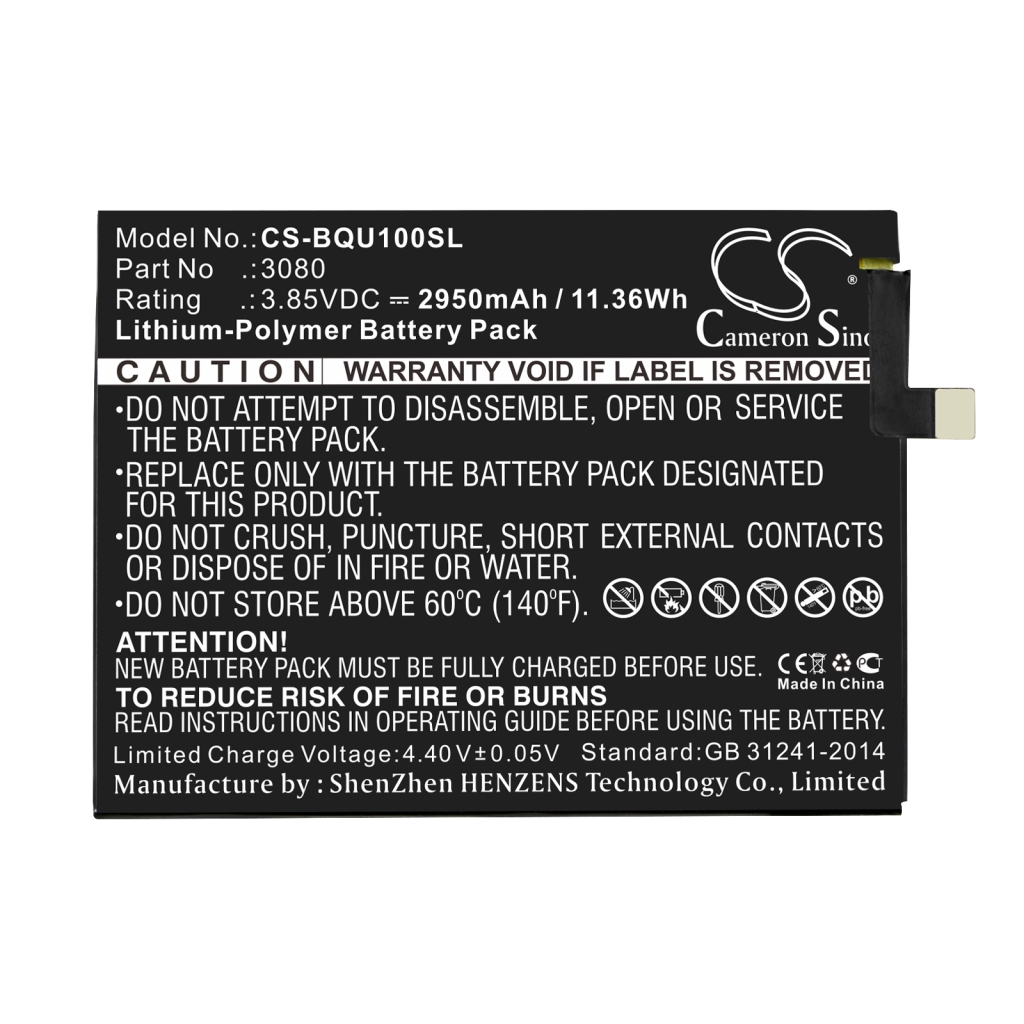 Batteria del telefono cellulare Bq U Plus (CS-BQU100SL)