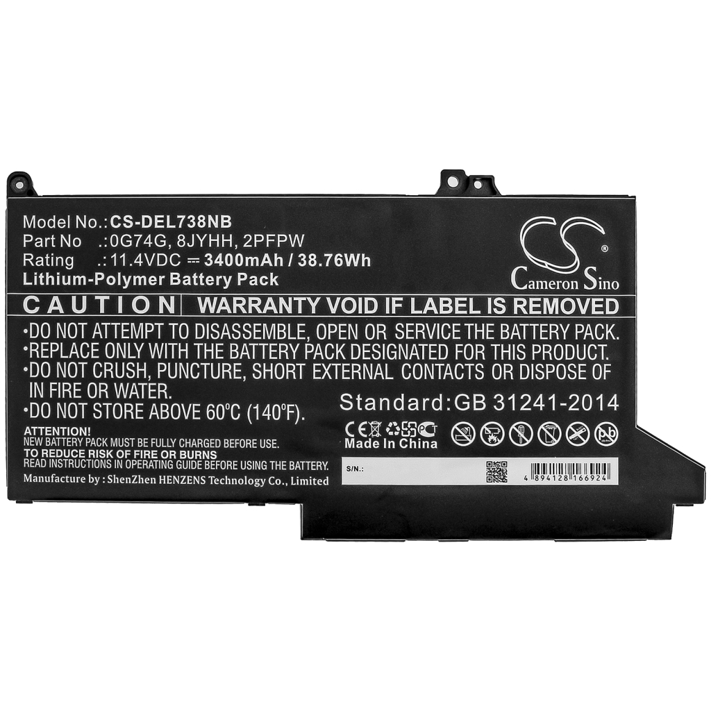 Sostituzione della batteria compatibile per DELL 0G74G,2PFPW,8JYHH