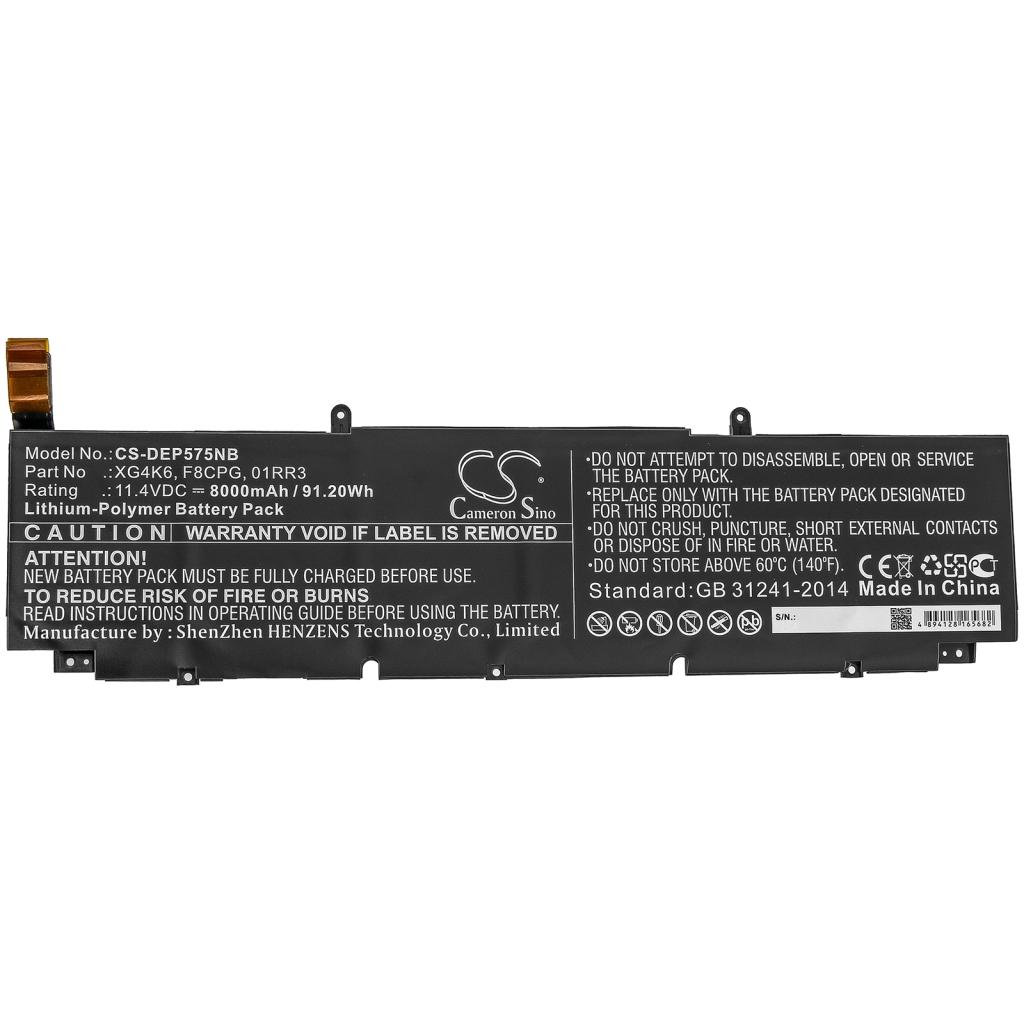 Sostituzione della batteria compatibile per DELL 01RR3,F8CPG,XG4K6