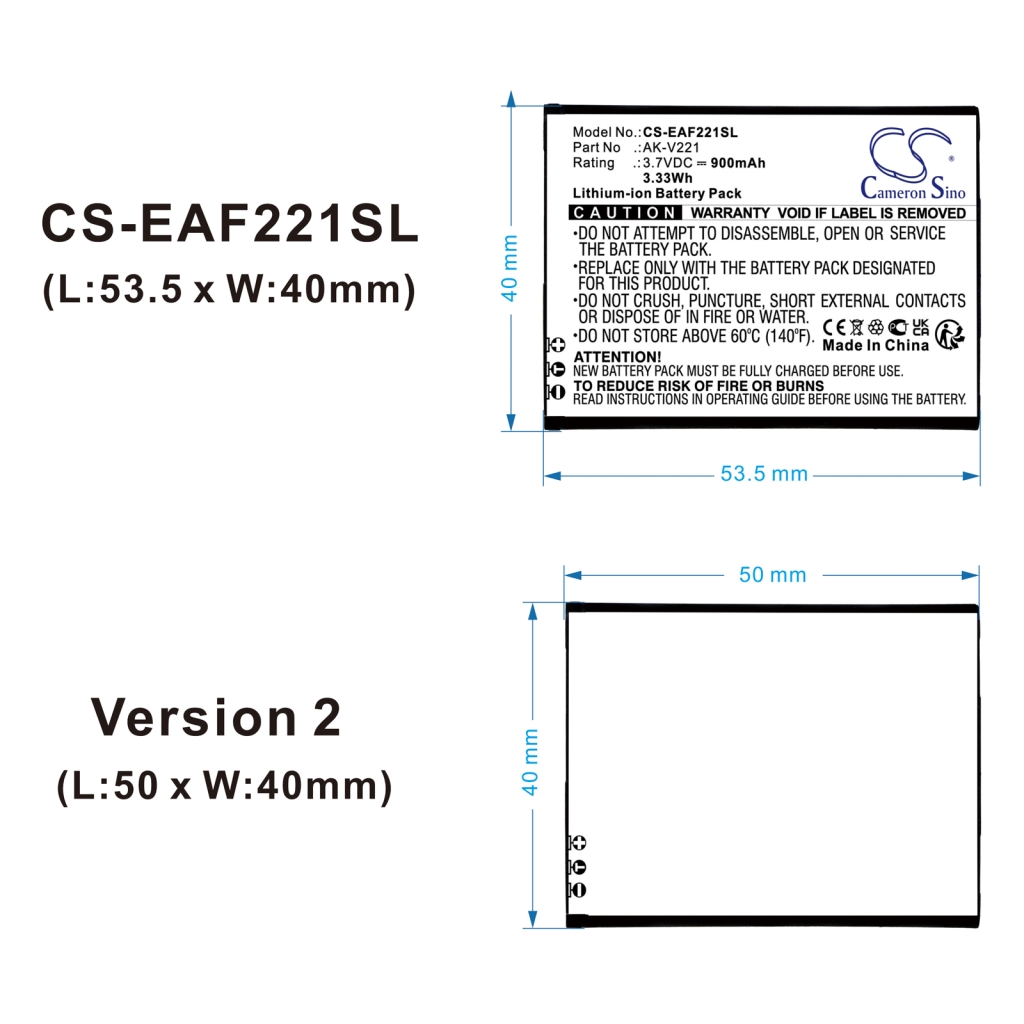 Batterie Sostituisce AK-V221-4G V1.0