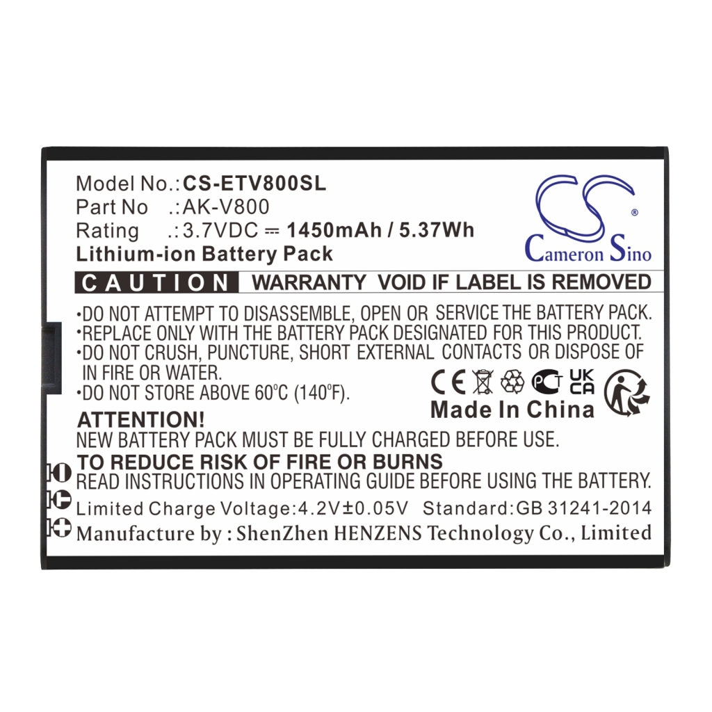 Batterie Sostituisce AK-V800