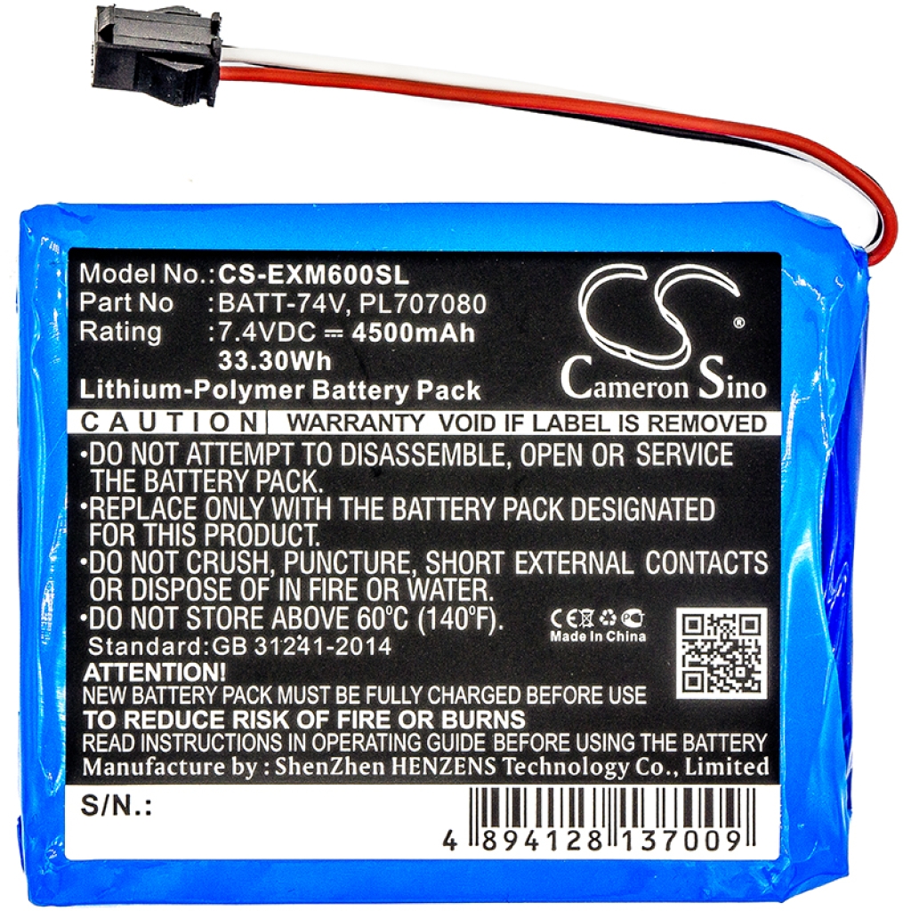 Sostituzione della batteria compatibile per Extech BATT-74V,PL707080