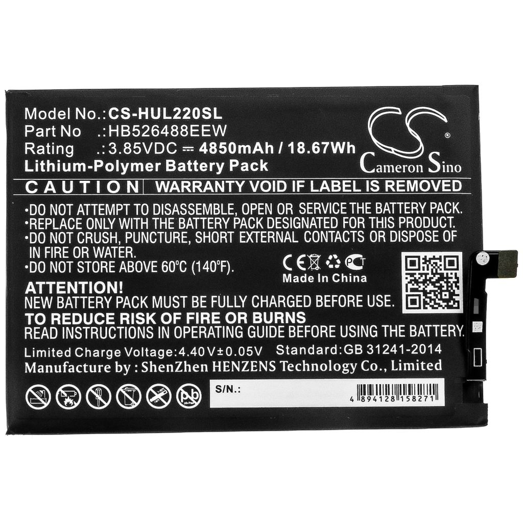 Compatible battery replacement for Huawei HB526488EEW