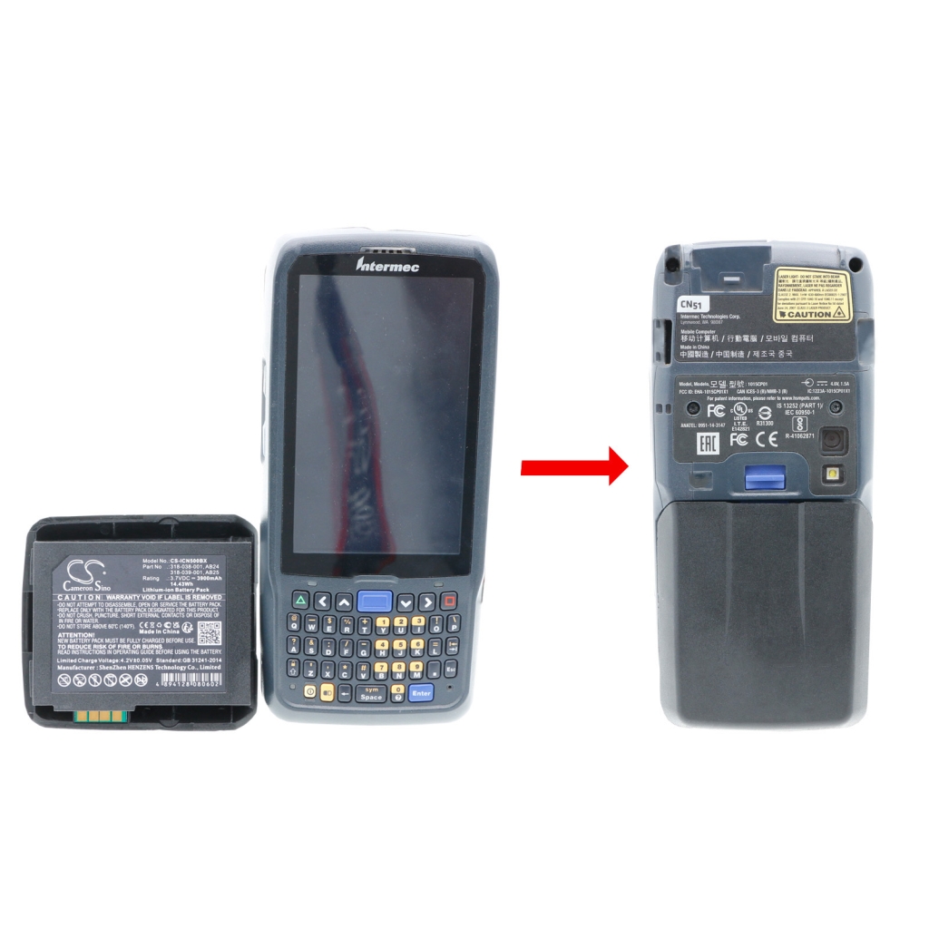 Codice a barre, batteria dello scanner Intermec CN50