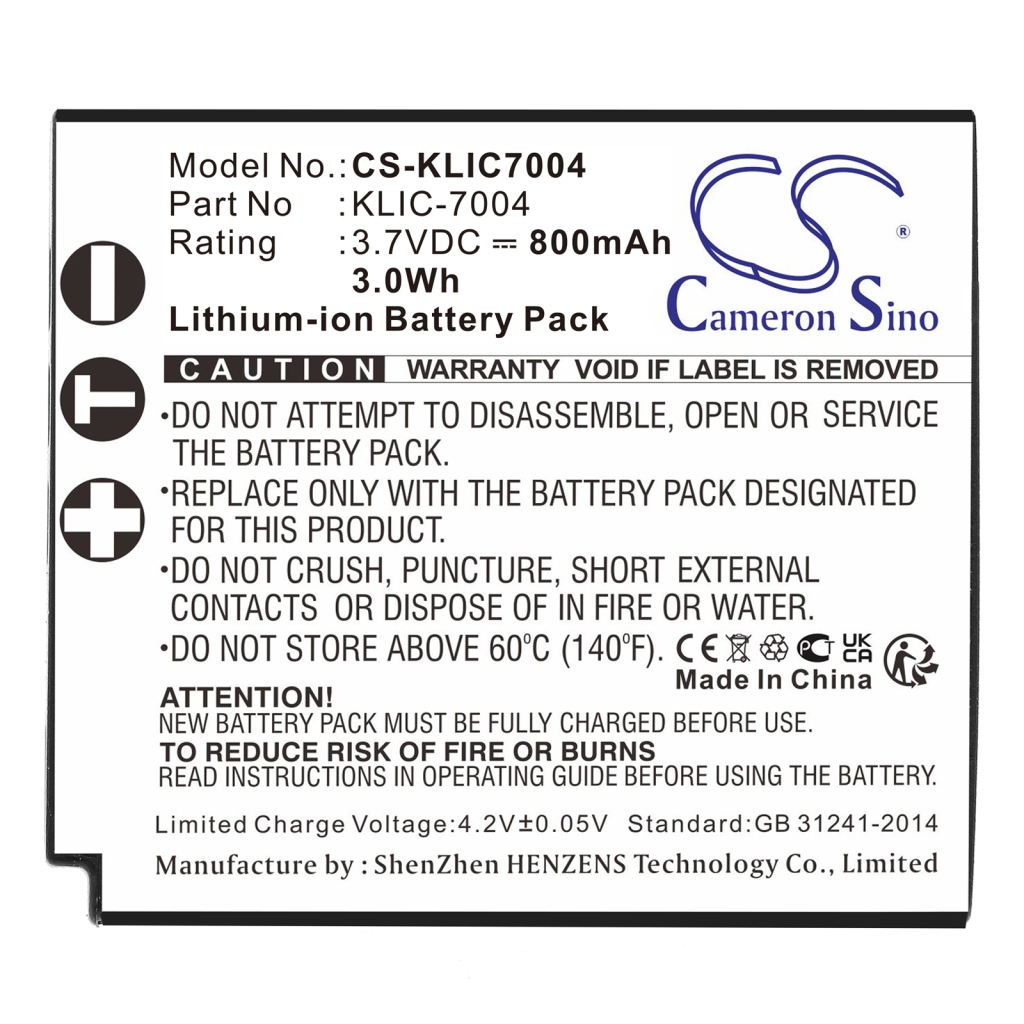 Sostituzione della batteria compatibile per KODAK KLIC-7004