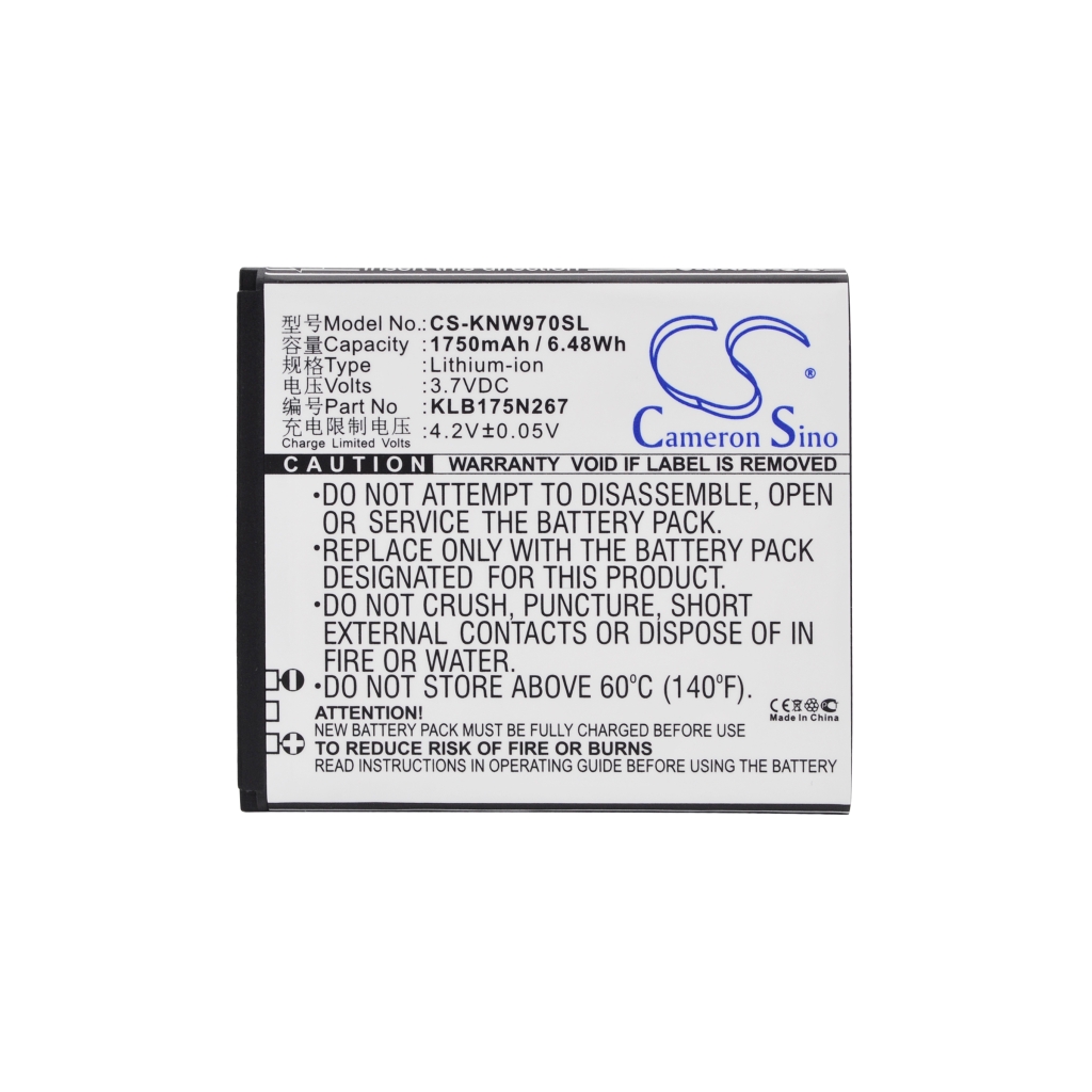 Compatible battery replacement for Fly KLB175N267