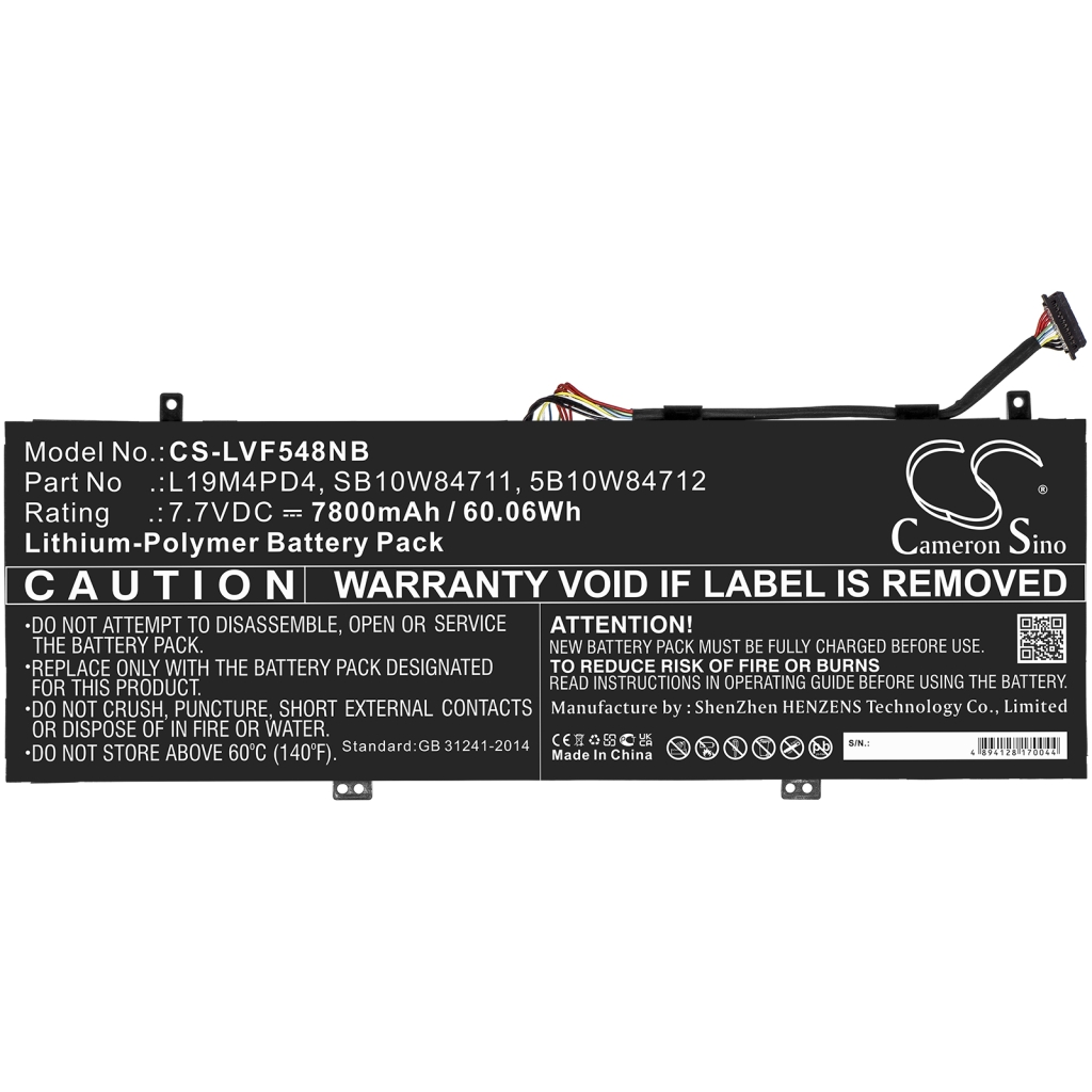 Sostituzione della batteria compatibile per LENOVO 5B10W84712,L19M4PD4,SB10W84711