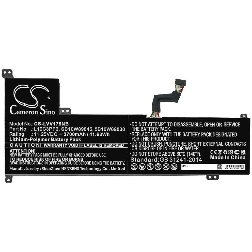 Sostituzione della batteria compatibile per LENOVO 5B10W89838,L19C3PF6,SB10W89845