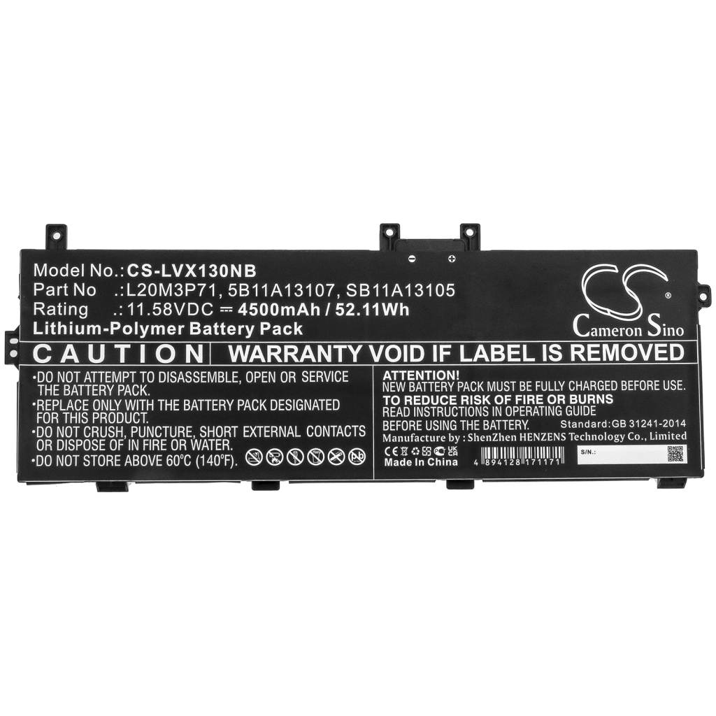 Sostituzione della batteria compatibile per LENOVO 5B11A13107,L20M3P71,SB11A13105