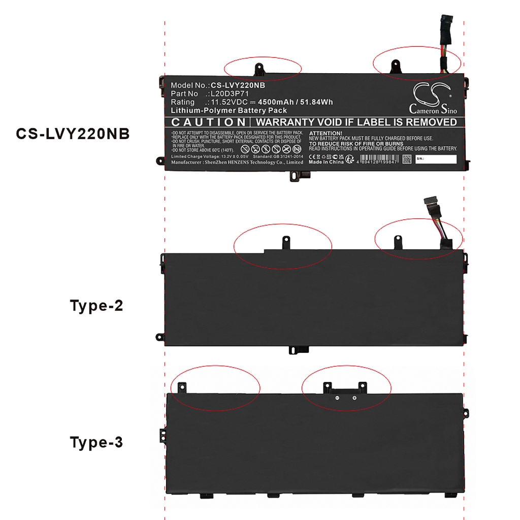 Batterie Sostituisce 5B10W51823