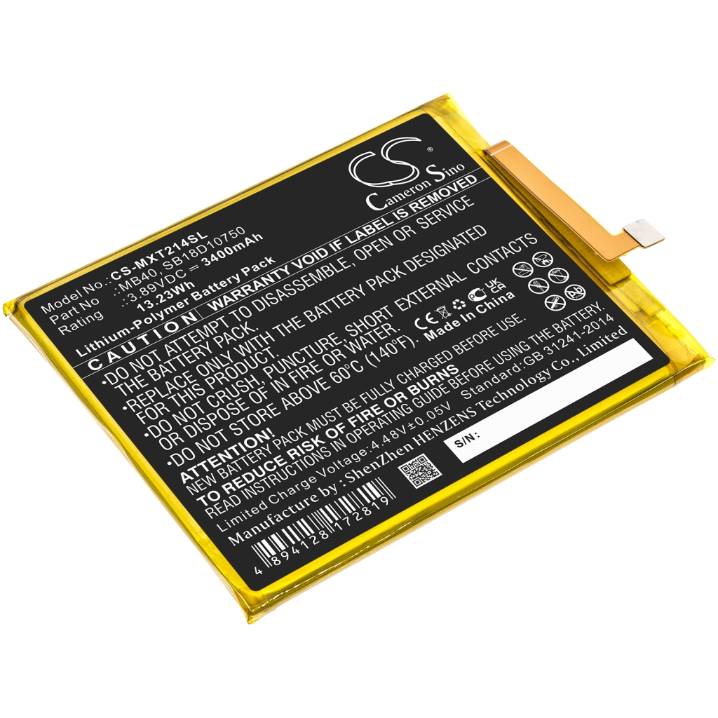 Sostituzione della batteria compatibile per Motorola MB40,SB18D10750