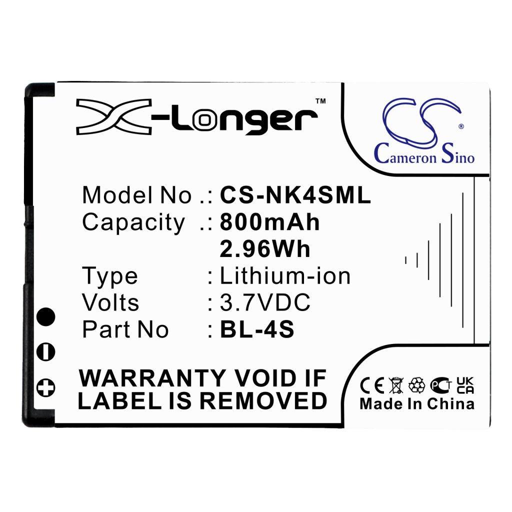 Sostituzione della batteria compatibile per Nokia BL-4S