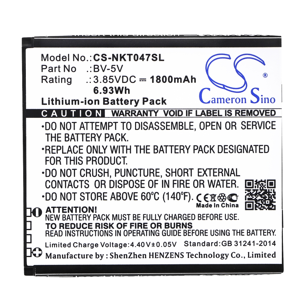 Sostituzione della batteria compatibile per Nokia BV-5V