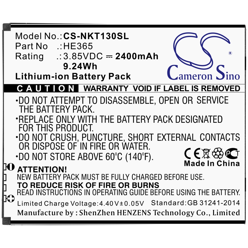 Sostituzione della batteria compatibile per Nokia HE365