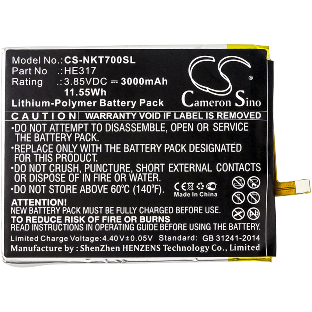 Sostituzione della batteria compatibile per Nokia HE317