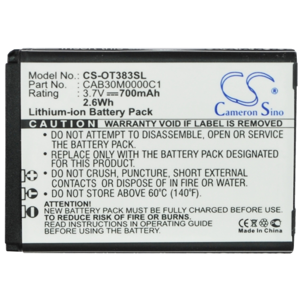 Batteria del telefono cellulare Alcatel OT-217 (CS-OT383SL)