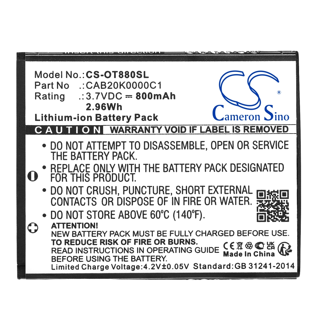 Batteria del telefono cellulare Alcatel OT-2004C (CS-OT880SL)