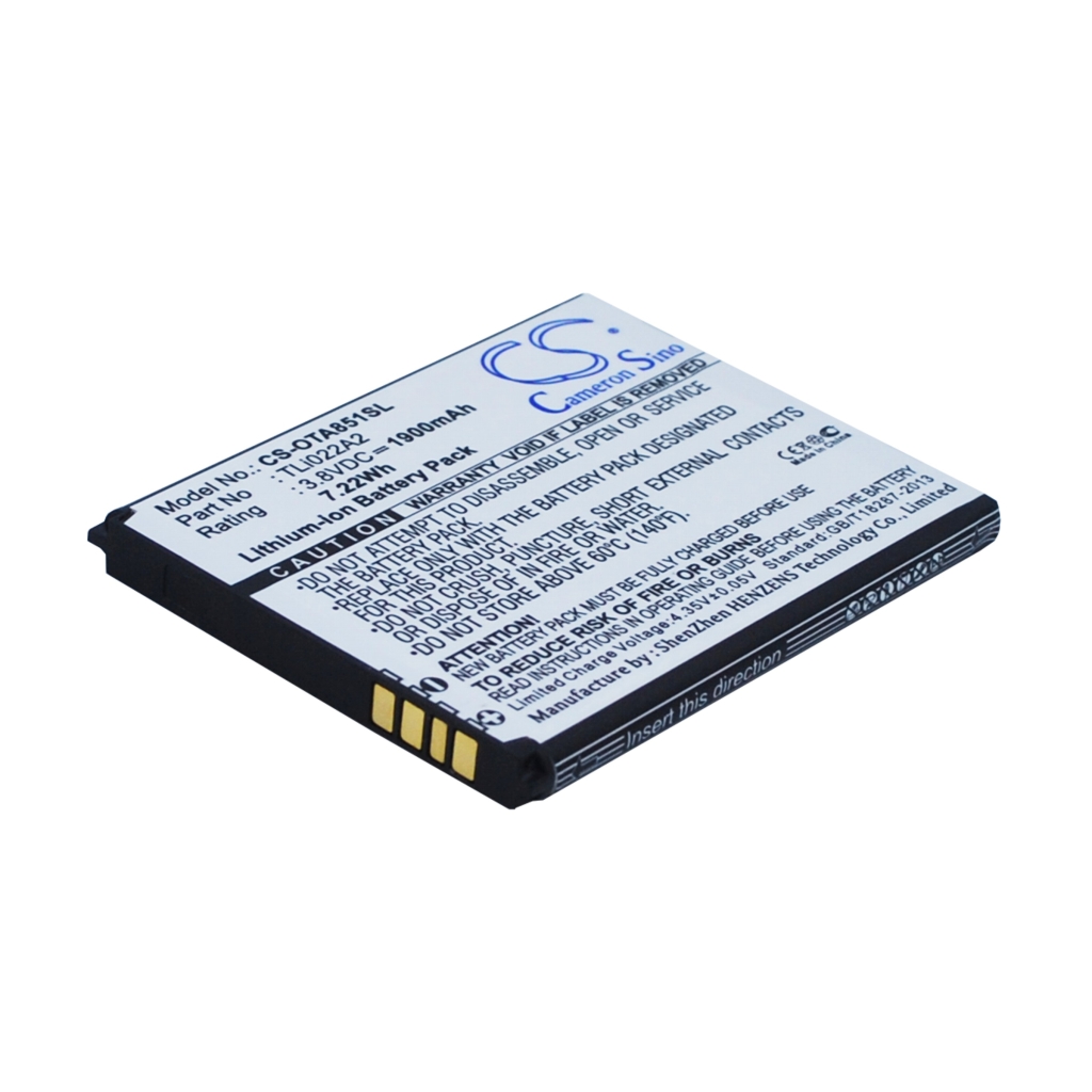 Batteria del telefono cellulare Alcatel OT-A851L (CS-OTA851SL)