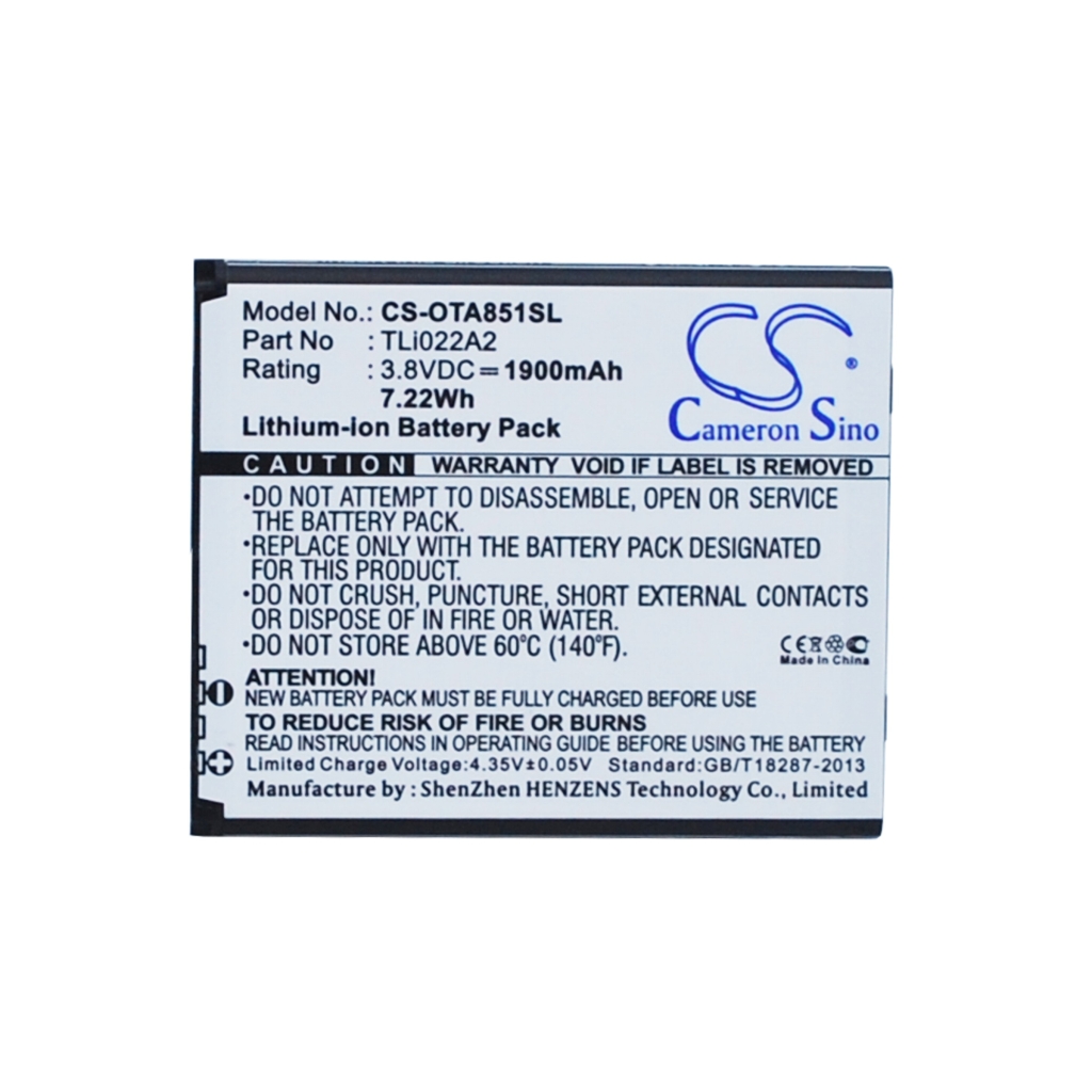 Mobile Phone Battery Alcatel CS-OTA851SL