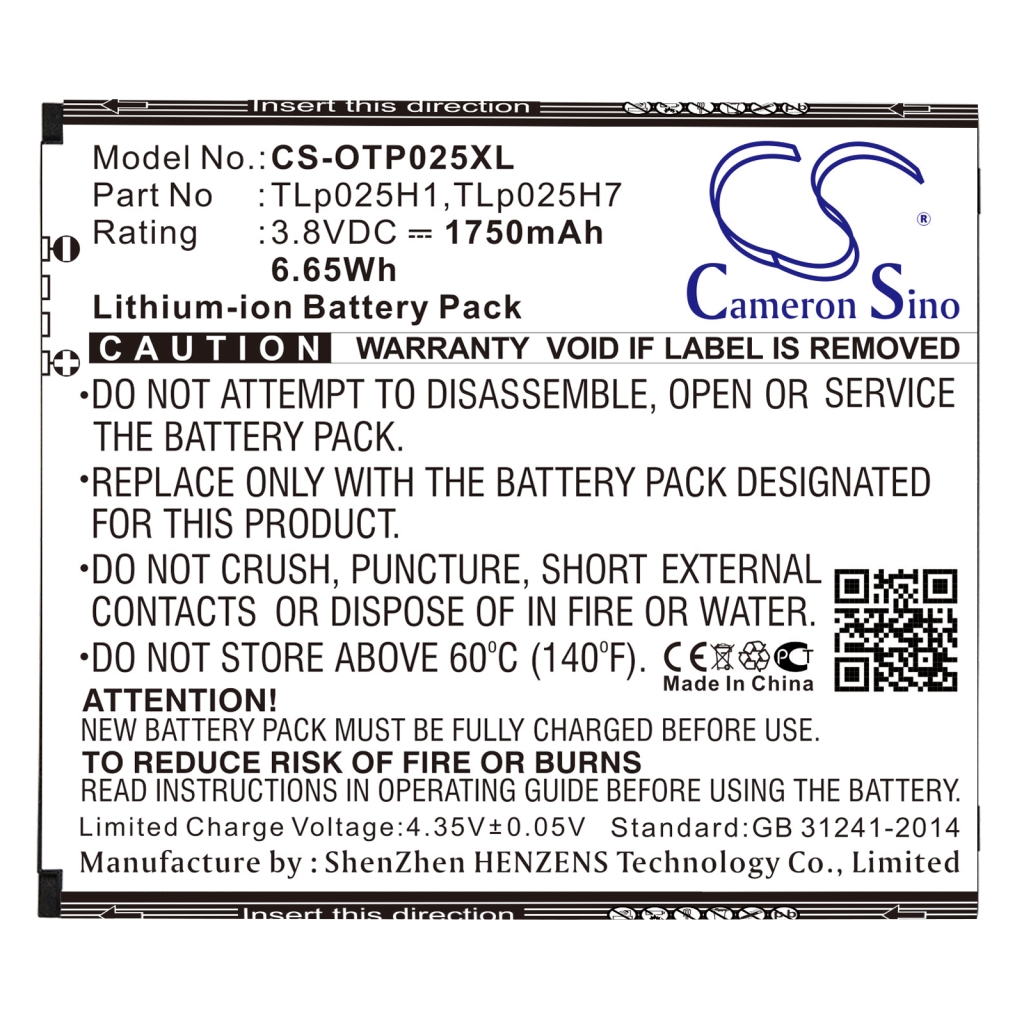 Batterie Sostituisce TLp025H7