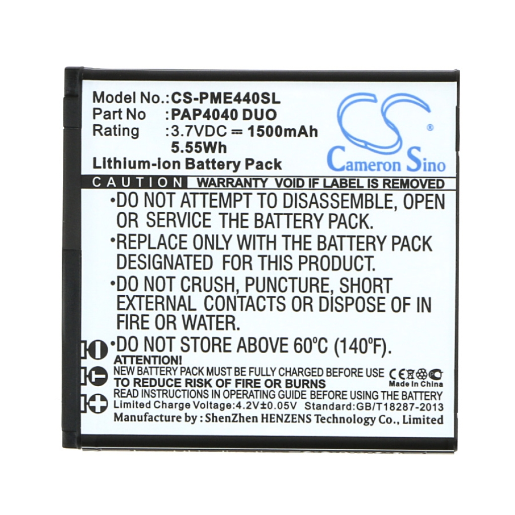 Compatible battery replacement for Prestigio PAP4040 DUO