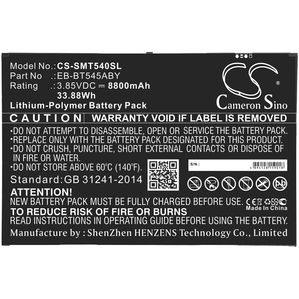 Batteria compressa Samsung SM-T540 (CS-SMT540SL)