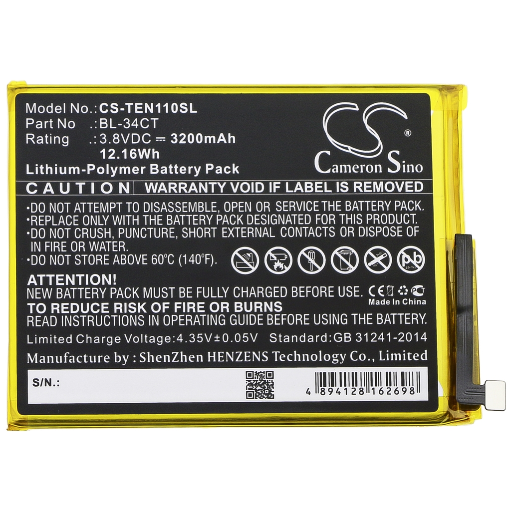 Batteria del telefono cellulare Tecno Camon iSky3 (CS-TEN110SL)