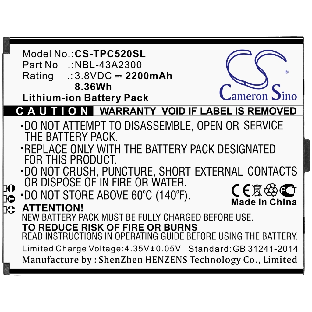 Sostituzione della batteria compatibile per Neffos NBL-43A2300