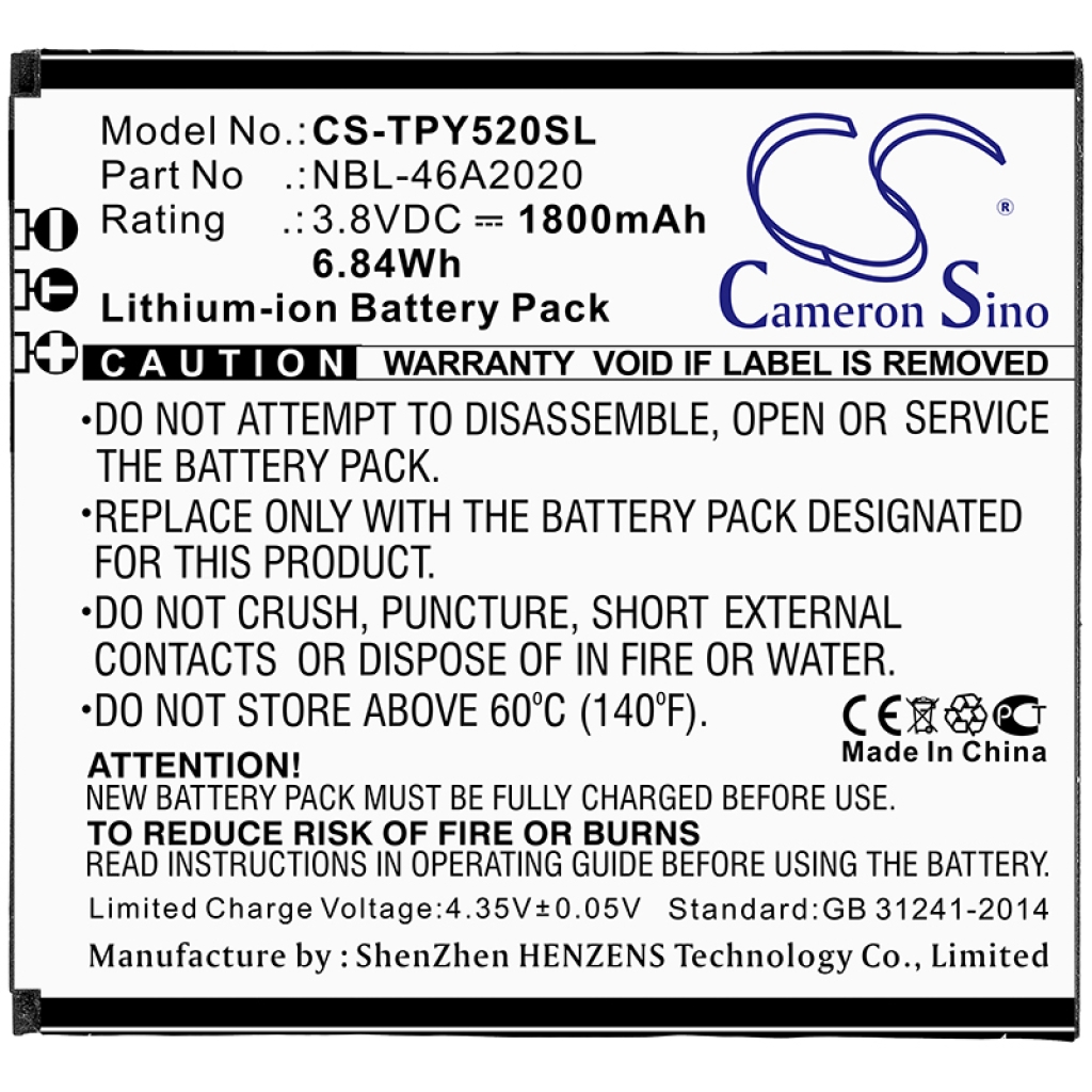 Batteria del telefono cellulare Neffos Y5L (CS-TPY520SL)