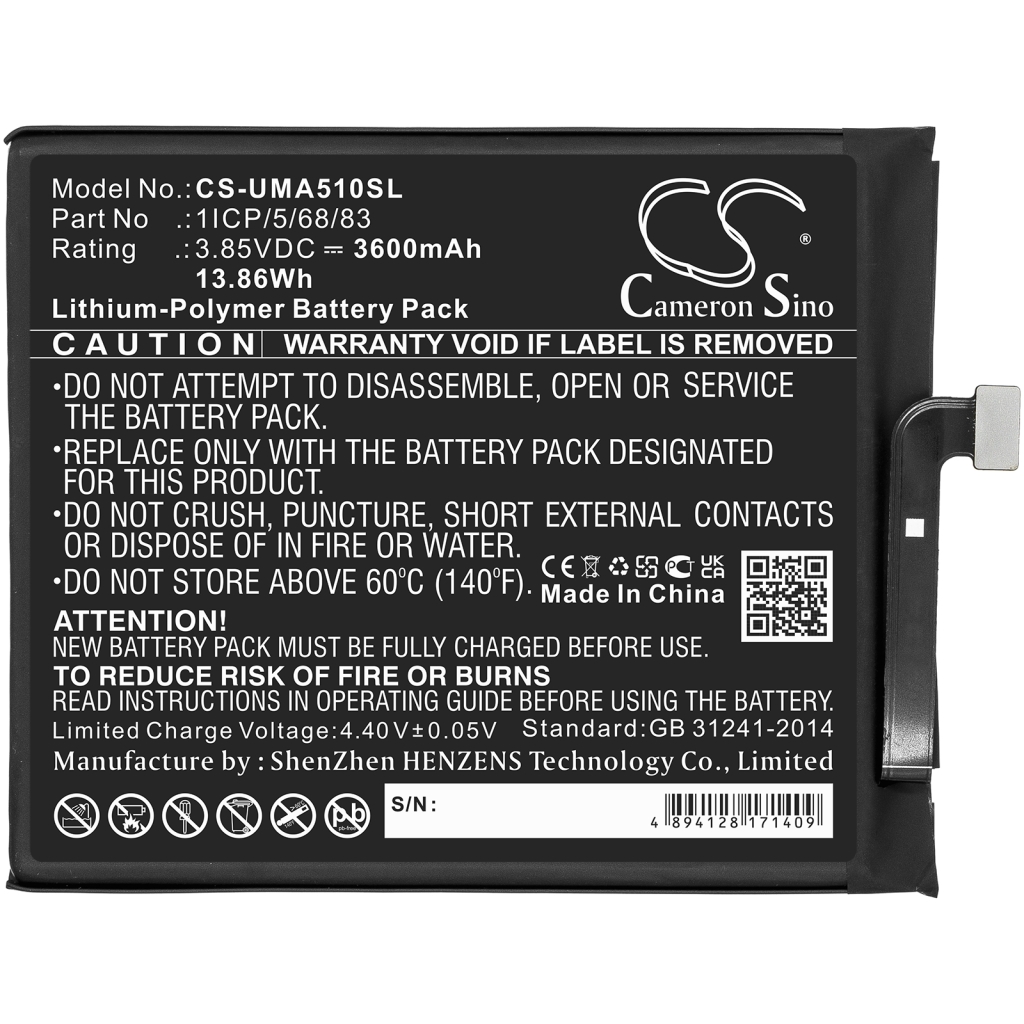 Compatible battery replacement for Umi 1ICP/5/68/83