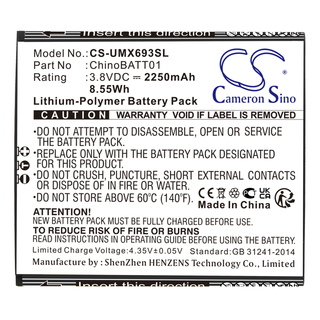 Sostituzione della batteria compatibile per Umx CHINOBATT01