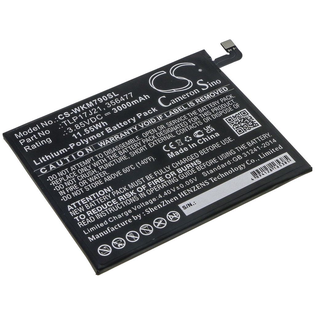 Sostituzione della batteria compatibile per Wiko 356477,TLP17J21