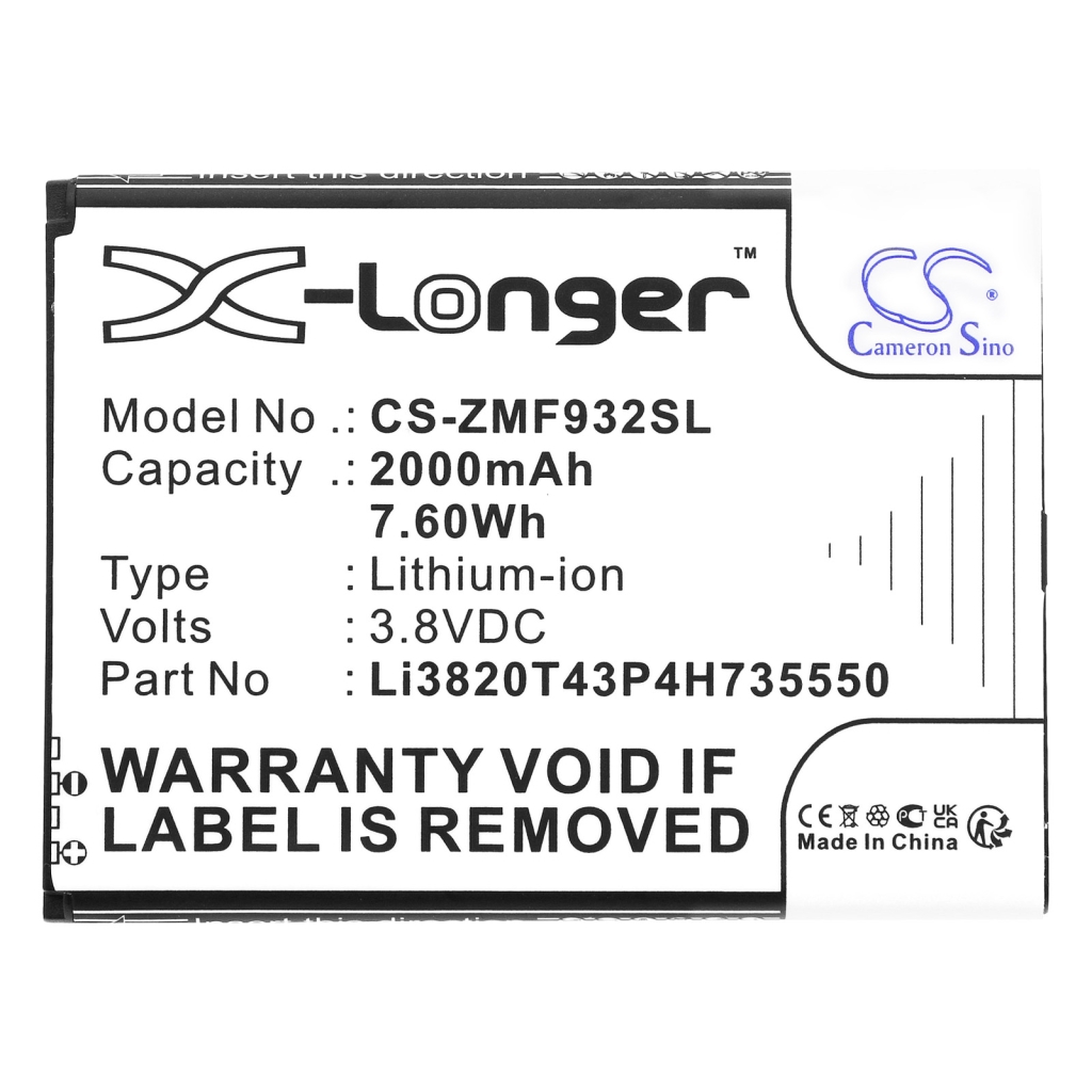 Batterie Sostituisce Li3820T43P4H735550