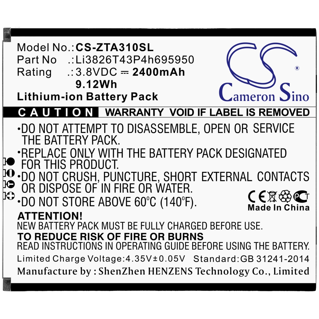 Batteria del telefono cellulare ZTE P545 (CS-ZTA310SL)