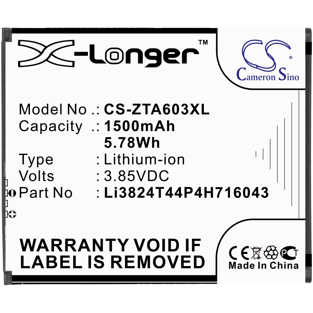 Batteria del telefono cellulare ZTE Blade A521 (CS-ZTA603XL)