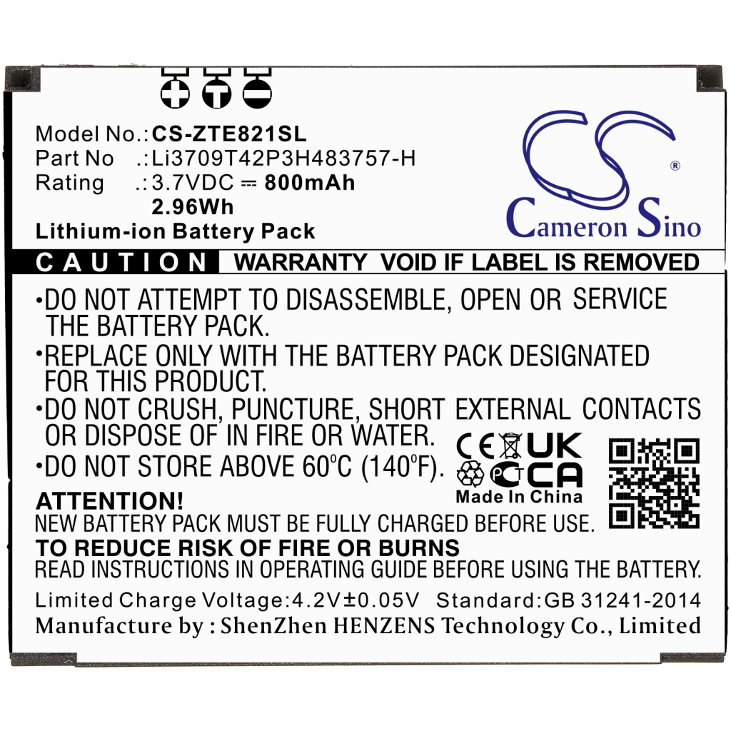 Batterie Sostituisce Li3709T42P3H483757-H