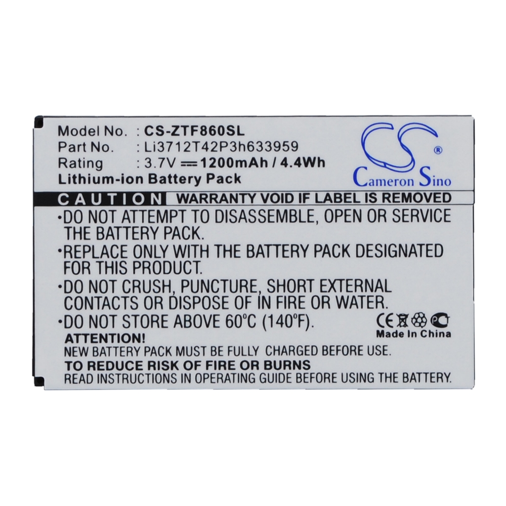 Batteria del telefono cellulare ZTE E700 F860 F868 F866 (CS-ZTF860SL)