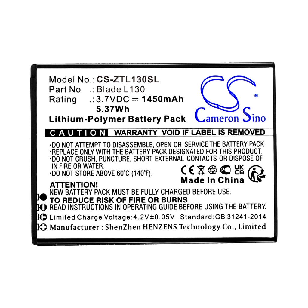 Sostituzione della batteria compatibile per ZTE LI3816T43P4H604550