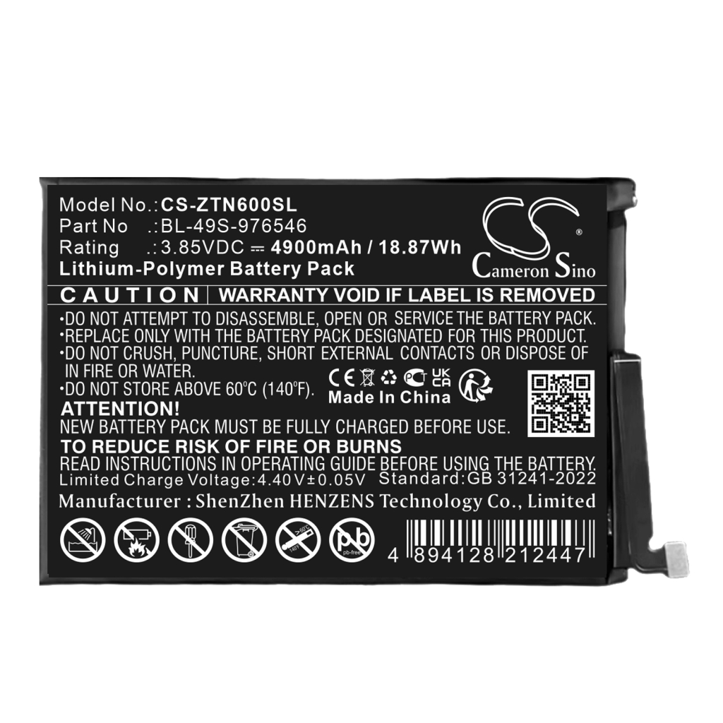 Batteria del telefono cellulare ZTE Blade V60 Vita (CS-ZTN600SL)