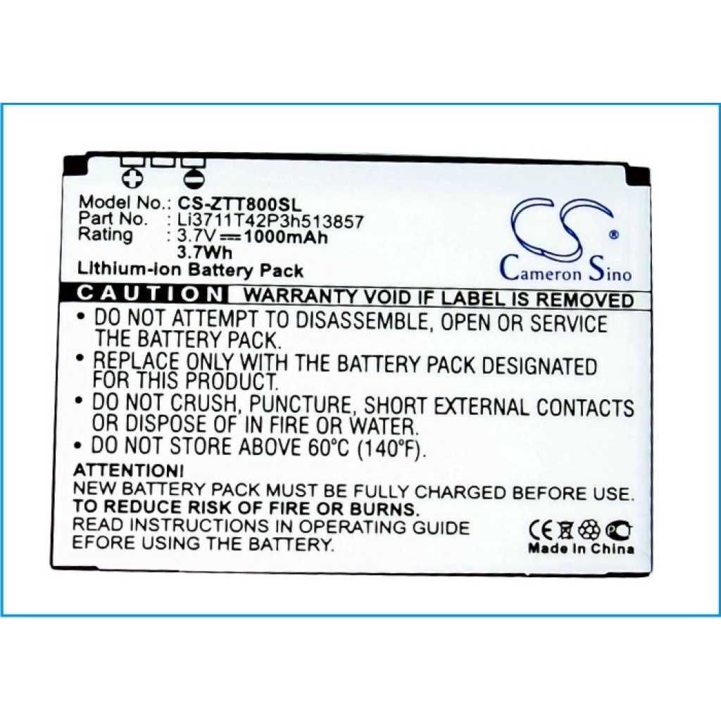 Sostituzione della batteria compatibile per ZTE LI3711T42P3H513857