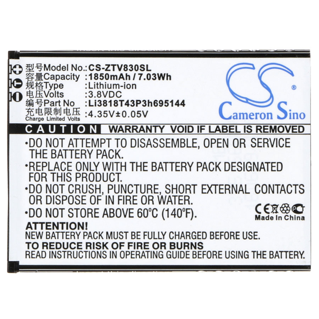 Batteria del telefono cellulare ZTE Kis 3 Max (CS-ZTV830SL)